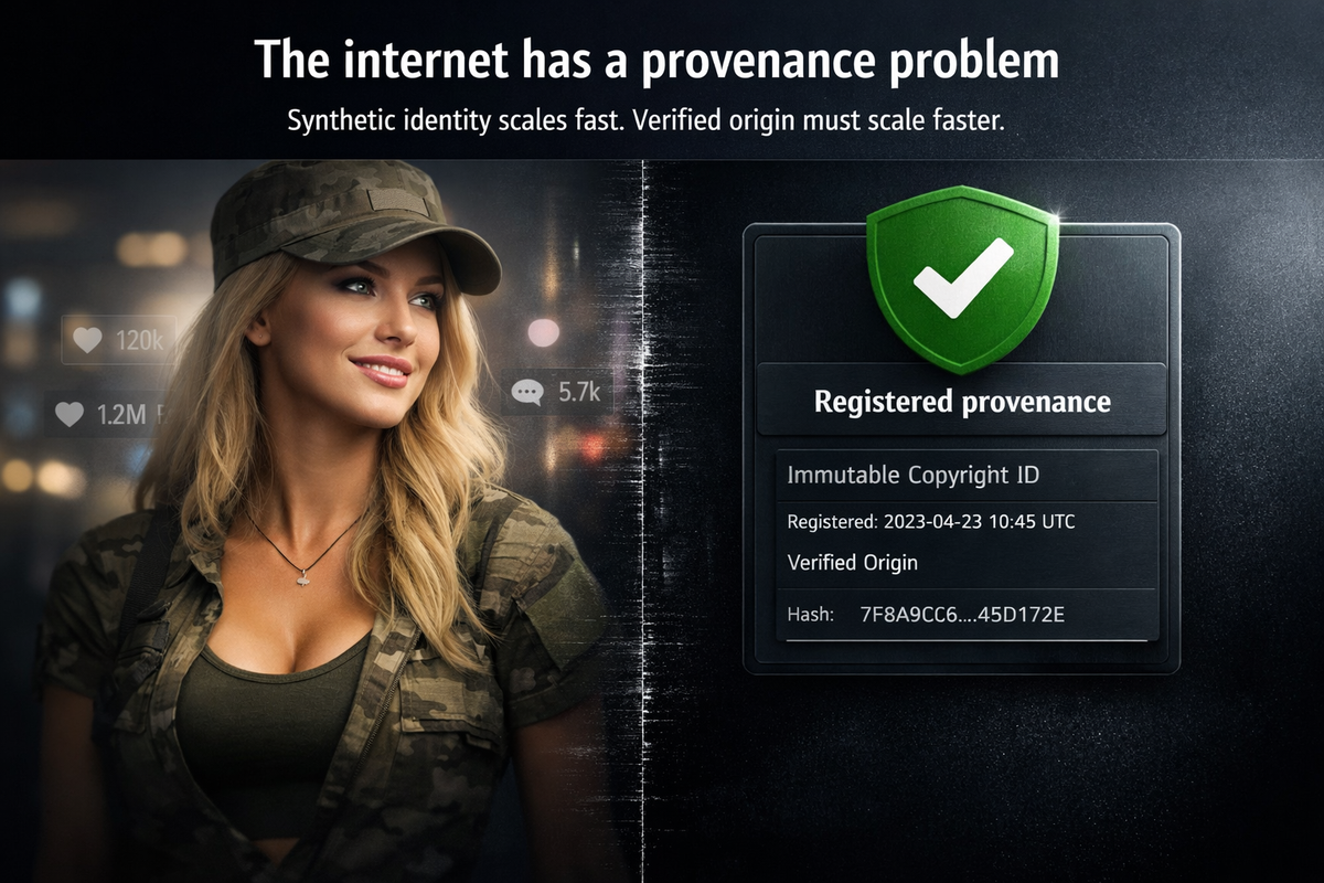 When fiction scales faster than proof. The Jessica Foster account and the case for immutable CopyrightID